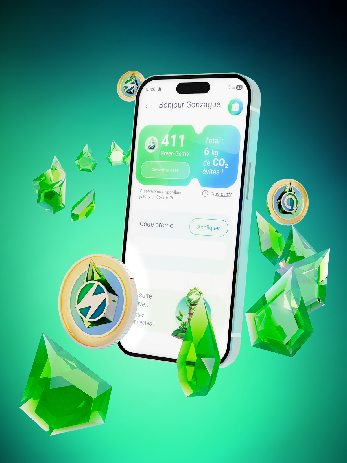 App myAtlante : utiliser les Green Gems pour réduire le coût de la recharge